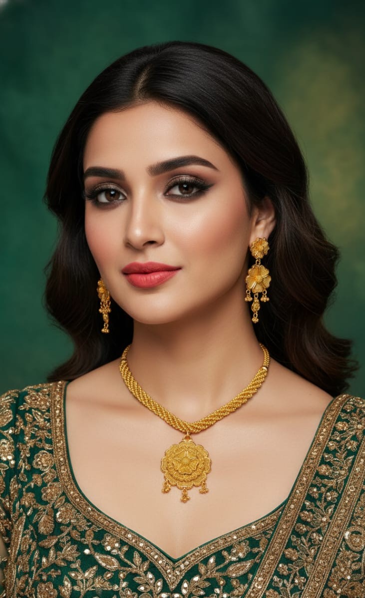 Traditional Floral Gold Necklace Set
